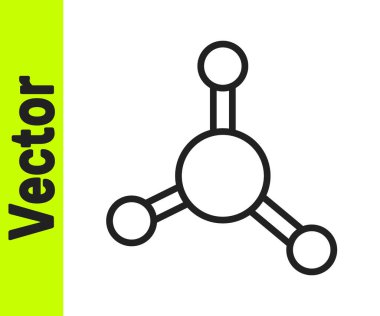 Siyah çizgi Molekül simgesi beyaz arkaplanda izole edildi. Kimya moleküllerinin yapısı, fen öğretmenlerinin yenilikçi eğitim posteri. Vektör.