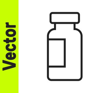 Siyah çizgi test tüpü ve beyaz arka planda izole edilmiş kimyasal test ikonu. Laboratuvar cam levhası. Vektör.