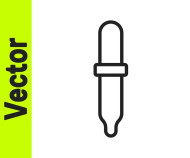 Siyah çizgi Pipette simgesi beyaz arkaplanda izole edildi. Tıbbi elementler, kimya laboratuarı ekipmanları. Tıp sembolü. Vektör.