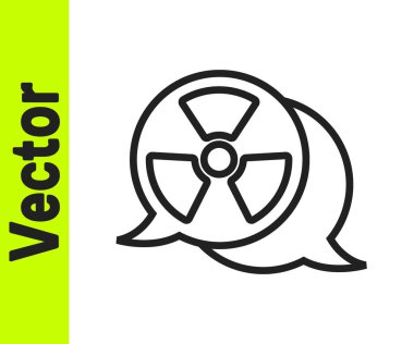 Siyah çizgi Radyoaktif simgesi beyaz arkaplanda izole edildi. Radyoaktif zehirli sembol. Radyasyon tehlikesi işareti. Vektör.