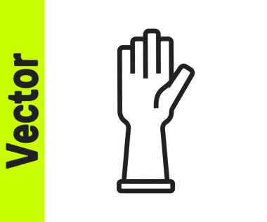 Siyah çizgi tıbbi lastik eldiven ikonu beyaz arka planda izole edildi. Koruyucu lastik eldivenler. Vektör.