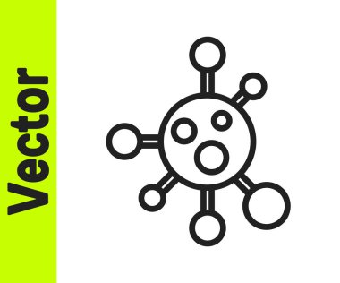 Siyah çizgi Molekül simgesi beyaz arkaplanda izole edildi. Kimya moleküllerinin yapısı, fen öğretmenlerinin yenilikçi eğitim posteri. Vektör.