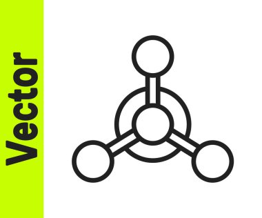 Siyah çizgi Molekül simgesi beyaz arkaplanda izole edildi. Kimya moleküllerinin yapısı, fen öğretmenlerinin yenilikçi eğitim posteri. Vektör.