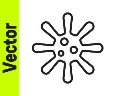 Siyah çizgi bakteri simgesi beyaz arkaplanda izole edildi. Bakteriler ve mikroorganizmalar, sebep olan mikroorganizma hastalıkları, hücre kanseri, mikrop, virüs, mantar. Vektör.