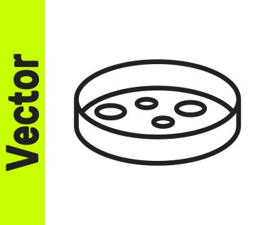 Beyaz zemin üzerinde izole edilmiş bakteri simgesi olan siyah çizgi Petri kabı. Vektör.