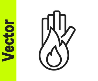 Beyaz arkaplanda siyah çizgi yok. Ateş simgesi yok. Yangın yasağı ve yasak. Vektör.