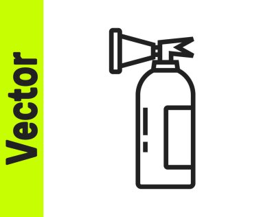 Beyaz arka planda siyah çizgi yangın söndürme ikonu izole edildi. Vektör.