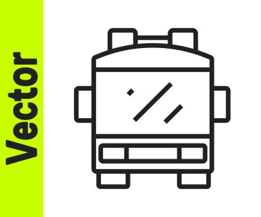 Beyaz arka planda siyah çizgili itfaiye aracı ikonu var. İtfaiye. İtfaiyeciler acil durum aracı. Vektör.