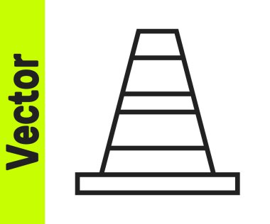 Beyaz arka planda siyah çizgi trafik konisi simgesi izole edildi. Vektör.