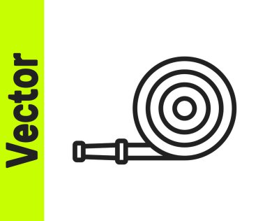 Beyaz arka planda siyah çizgi yangın hortumu ikonu izole edildi. Vektör.