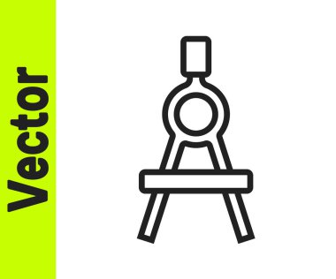 Beyaz arkaplanda siyah çizgi çizim simgesi izole edildi. Pusula işareti. Çizim ve eğitim araçları. Geometrik alet. Vektör.