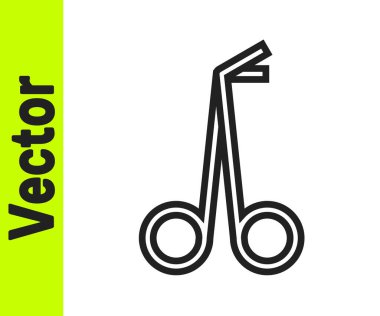 Siyah çizgi tıbbi makas simgesi beyaz arkaplanda izole edilmiş. Vektör.