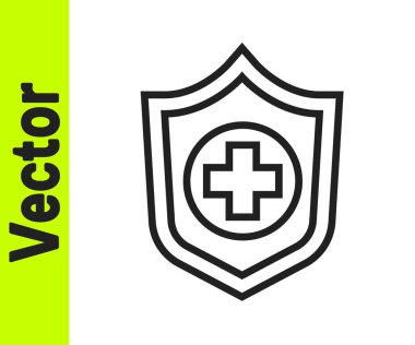 Siyah çizgi Hayat Sigortası beyaz arka planda izole edilmiş bir el ikonu. Güvenlik, güvenlik, koruma, konsept koruma. Vektör.