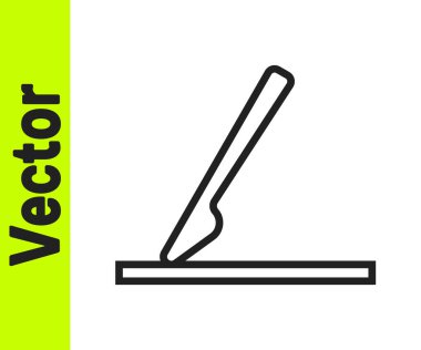 Siyah çizgi tıbbi cerrahi neşter araç simgesi beyaz arka planda izole edildi. Tıbbi alet. Vektör.