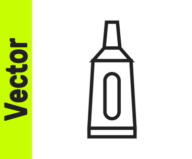 Beyaz arka planda siyah çizgi krem tüp tıp ikonu izole edildi. Tüp, kap, diş macunu, krem rengi. Vektör.