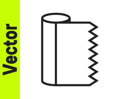 Siyah çizgi kumaş rulo simgesi beyaz arkaplanda izole edildi. Yuvarlan, paspas, halı, halı, halı ya da kağıt rulo ikonu. Vektör.