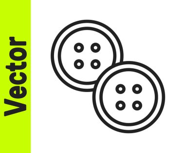 Beyaz arkaplanda izole edilmiş kıyafet simgesi için siyah çizgi dikiş düğmesi. Giysi düğmesi. Vektör.