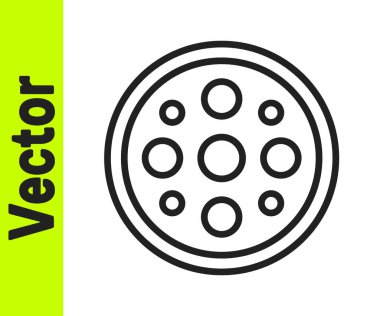 Beyaz arkaplanda izole edilmiş kıyafet simgesi için siyah çizgi dikiş düğmesi. Giysi düğmesi. Vektör.