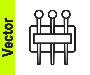 Siyah iğne beyaz arkaplanda izole edilmiş ikon dikmek için. Terzi sembolü. Tekstil el sanatları tabelasını diker. Nakış aletleri. Vektör.