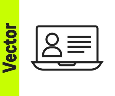 Siyah çizgi çevrimiçi sınıf simgesi beyaz arkaplanda izole edildi. Çevrimiçi eğitim kavramı. Vektör.