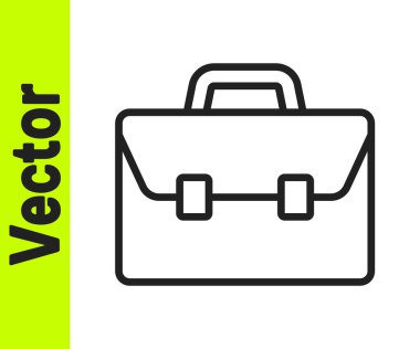 Beyaz arkaplanda siyah çizgi evrak çantası simgesi izole edildi. İş ilanı. İş portföyü. Vektör.