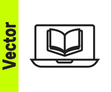 Siyah çizgi çevrimiçi sınıf simgesi beyaz arkaplanda izole edildi. Çevrimiçi eğitim kavramı. Vektör.