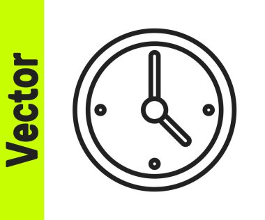 Siyah çizgi saat simgesi beyaz arkaplanda izole edildi. Zaman sembolü. Vektör.