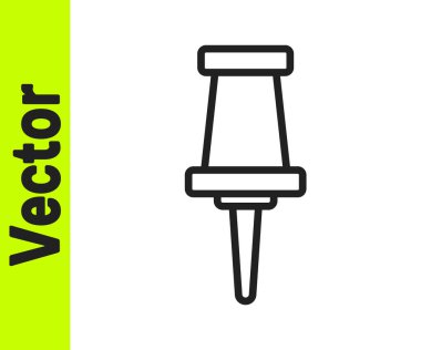 Siyah çizgi itme simgesi beyaz arkaplanda izole edildi. Raptiye işareti. Vektör.