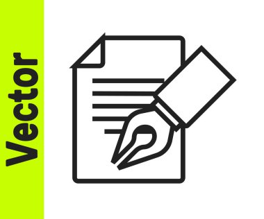 Beyaz zemin üzerinde silgi simgesi olan siyah çizgi sınav kağıdı ve kalem. Sınav kağıdı, sınav ya da araştırma konsepti. Sınav ya da sınav. Vektör.