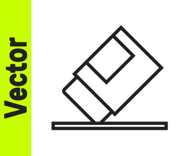 Beyaz arkaplanda siyah çizgi silici ya da kauçuk simgesi var. Vektör.