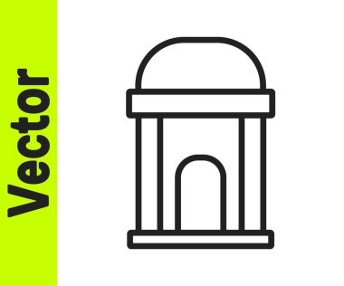 Siyah çizgi Beyaz arkaplanda izole edilmiş eski türbe simgesi. Mezarlık sembolü. Merhumun gömülmesi için mezarlık ya da mezarlık. Vektör.