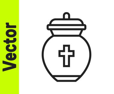 Siyah çizgi Cenaze Vazosu simgesi beyaz arkaplanda izole edildi. Yakma ve gömme kapları, kolumbaryum vazolar, küllü kavanozlar ve kaplar. Vektör.