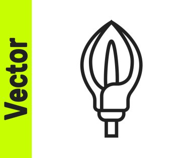 Beyaz arkaplanda siyah çizgi Lily çiçek ikonu izole edildi. Vektör.