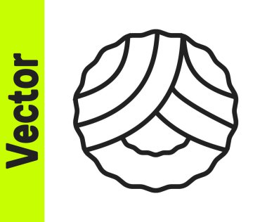 Beyaz arka planda siyah çizgi çelenk simgesi izole edildi. Cenaze töreni. Vektör.