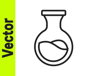 Siyah çizgi test tüpü ve beyaz arka planda izole edilmiş kimyasal test ikonu. Laboratuvar cam levhası. Vektör.