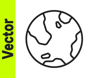 Siyah çizgi Dünya ikonu beyaz arka planda izole edilmiş. Dünya ya da Dünya işareti. Küresel internet sembolü. Geometrik şekiller. Vektör.