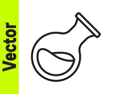 Siyah çizgi test tüpü ve beyaz arka planda izole edilmiş kimyasal test ikonu. Laboratuvar cam levhası. Vektör.