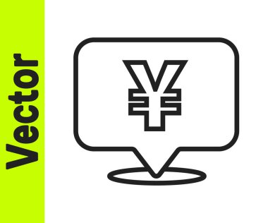 Siyah çizgi Çin Yuan para birimi sembolü beyaz arkaplanda izole edilmiş. Bozuk para. Bankacılık işareti. Para sembolü. Vektör.