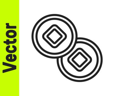 Siyah çizgi Çin Yuan para birimi sembolü beyaz arkaplanda izole edilmiş. Bozuk para. Bankacılık işareti. Para sembolü. Vektör.