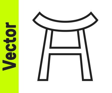 Siyah çizgi Japon kapısı simgesi beyaz arkaplanda izole edildi. Torii kapı işareti. Geleneksel Japon klasik geçit sembolü. Vektör.