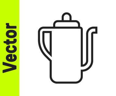 Siyah çizgi geleneksel Çin çay töreni ikonu beyaz arka planda izole edilmiş. Fincanlı çaydanlık. Vektör.