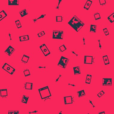 Retro TV, Movie kupası, Online oyun videosu ve kusursuz şablona ayarla. Vektör.