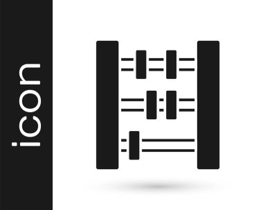 Siyah Abaküs simgesi beyaz arkaplanda izole edildi. Geleneksel sayım çerçevesi. Eğitim işareti. Matematik okulu. Vektör.