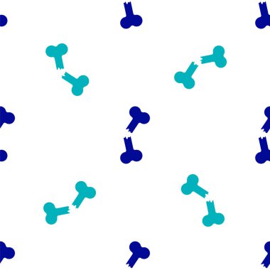 Mavi insan kırık kemik ikonu beyaz arka planda izole edilmiş pürüzsüz desen. Vektör.