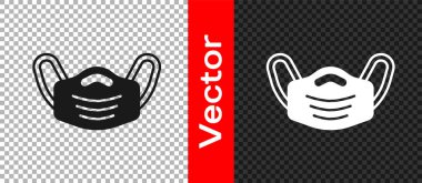Siyah Tıbbi Koruyucu Maske simgesi şeffaf arkaplanda izole edildi. Vektör.