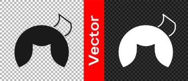 Şeffaf arkaplanda siyah Çin fal kurabiyesi ikonu var. Geleneksel Asya. Vektör.