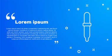 Beyaz çizgi Pipette simgesi mavi arkaplanda izole edildi. Tıbbi elementler, kimya laboratuarı ekipmanları. Tıp sembolü. Vektör.