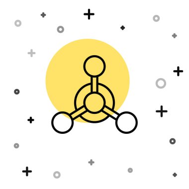 Siyah çizgi Molekül simgesi beyaz arkaplanda izole edildi. Kimya moleküllerinin yapısı, fen öğretmenlerinin yenilikçi eğitim posteri. Rastgele dinamik şekiller. Vektör.