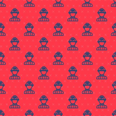 Mavi çizgili itfaiye ikonu kırmızı arka planda izole edilmiş. Vektör.