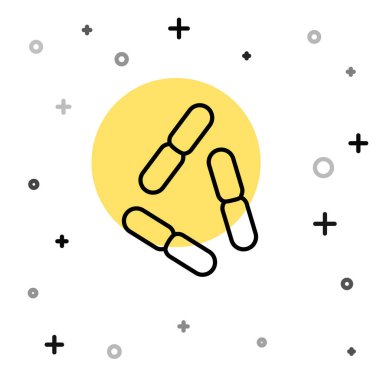 Siyah çizgi Virüs simgesi beyaz arkaplanda izole edildi. Corona virüsü 2019-nCoV. Bakteri ve mikroplar, hücre kanseri, mikrop, mantar. Rastgele dinamik şekiller. Vektör.